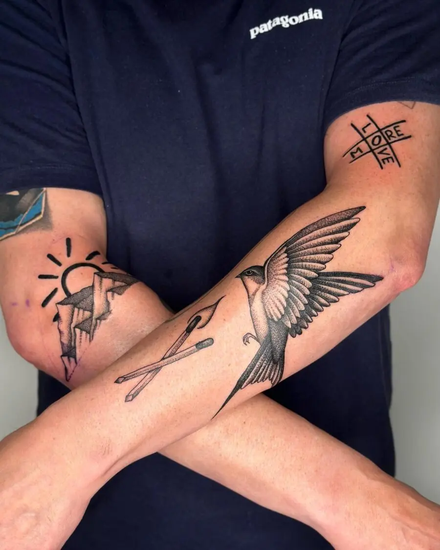 Elegant hummingbird tattoo with artistic flair