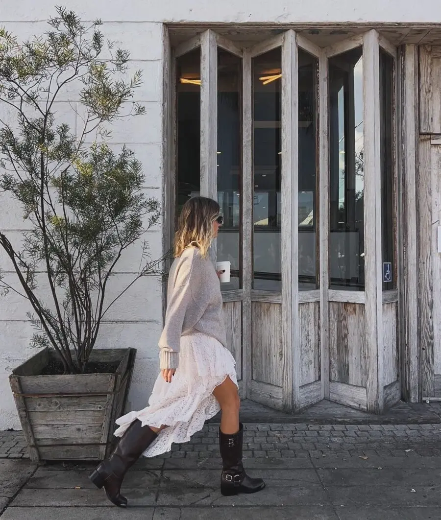 Effortlessly cool biker boot ensemble for fall