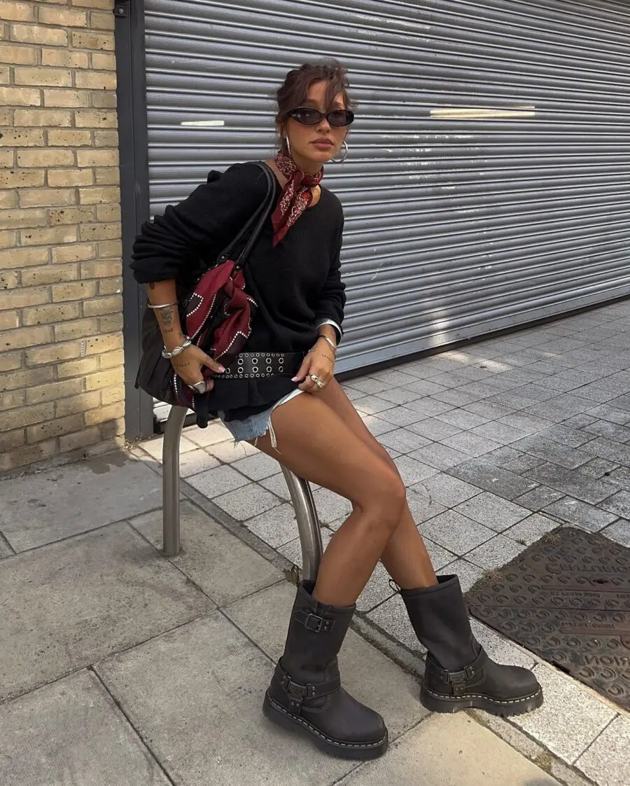 Edgy street style with biker boots