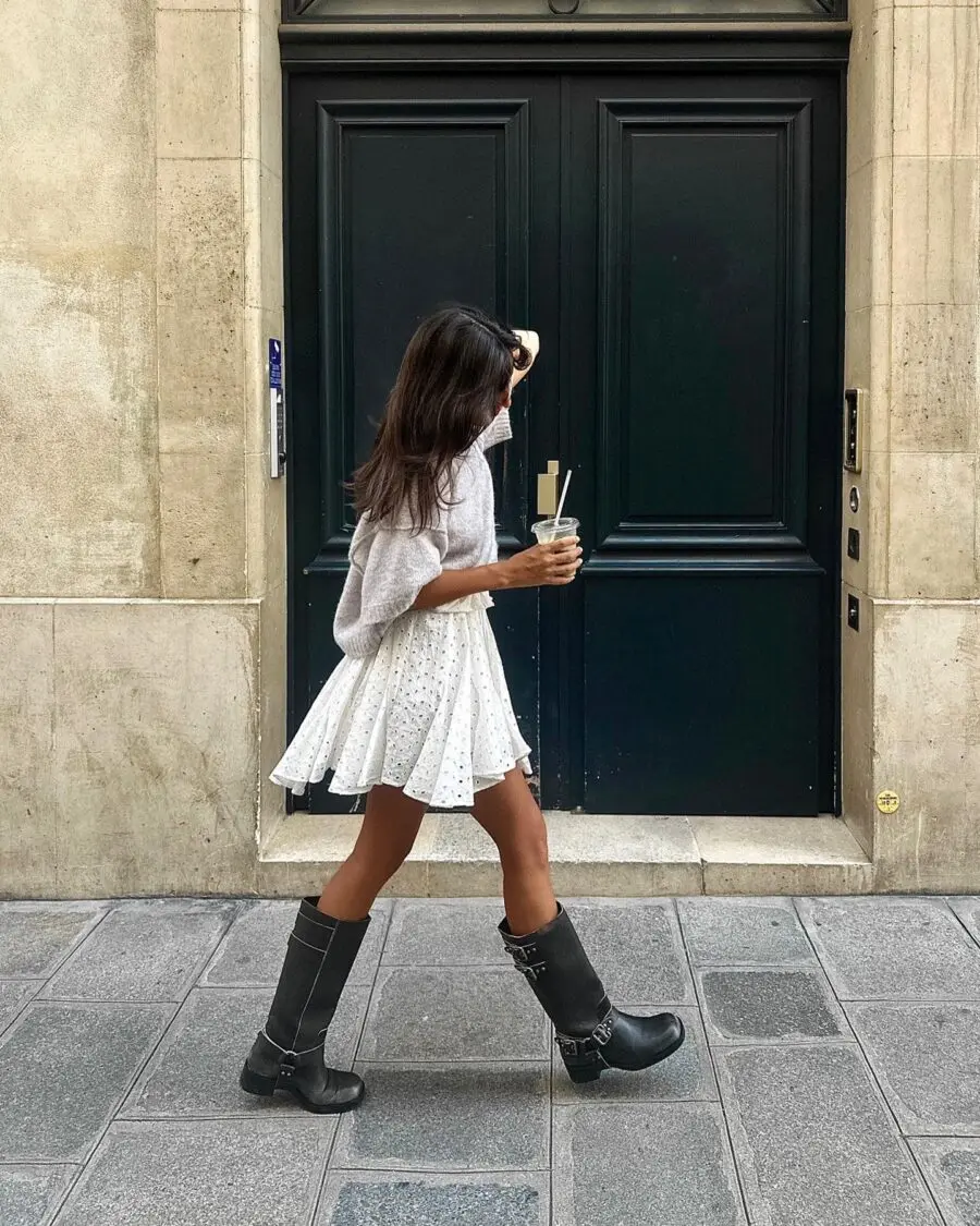 Chic and Casual Biker Boots Ensemble