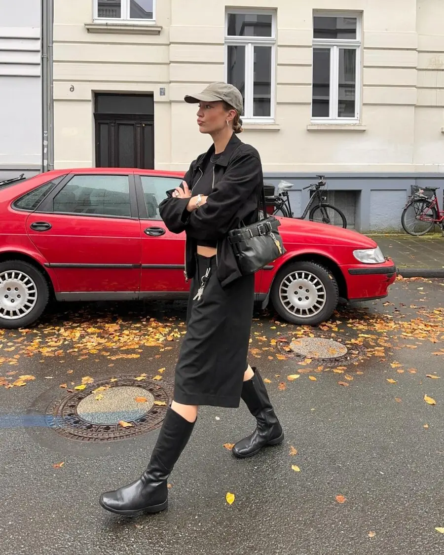 Chic biker boot outfit for urban explorations