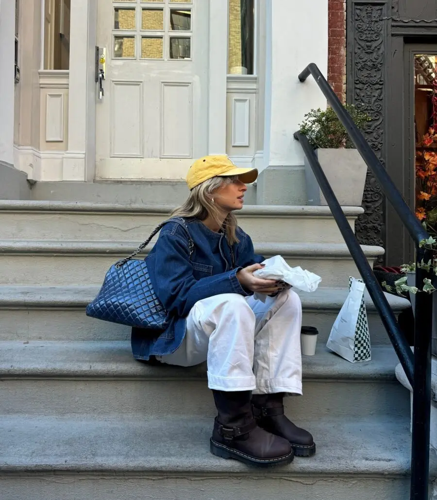 Casual Street Style with Biker Boots Shoes
