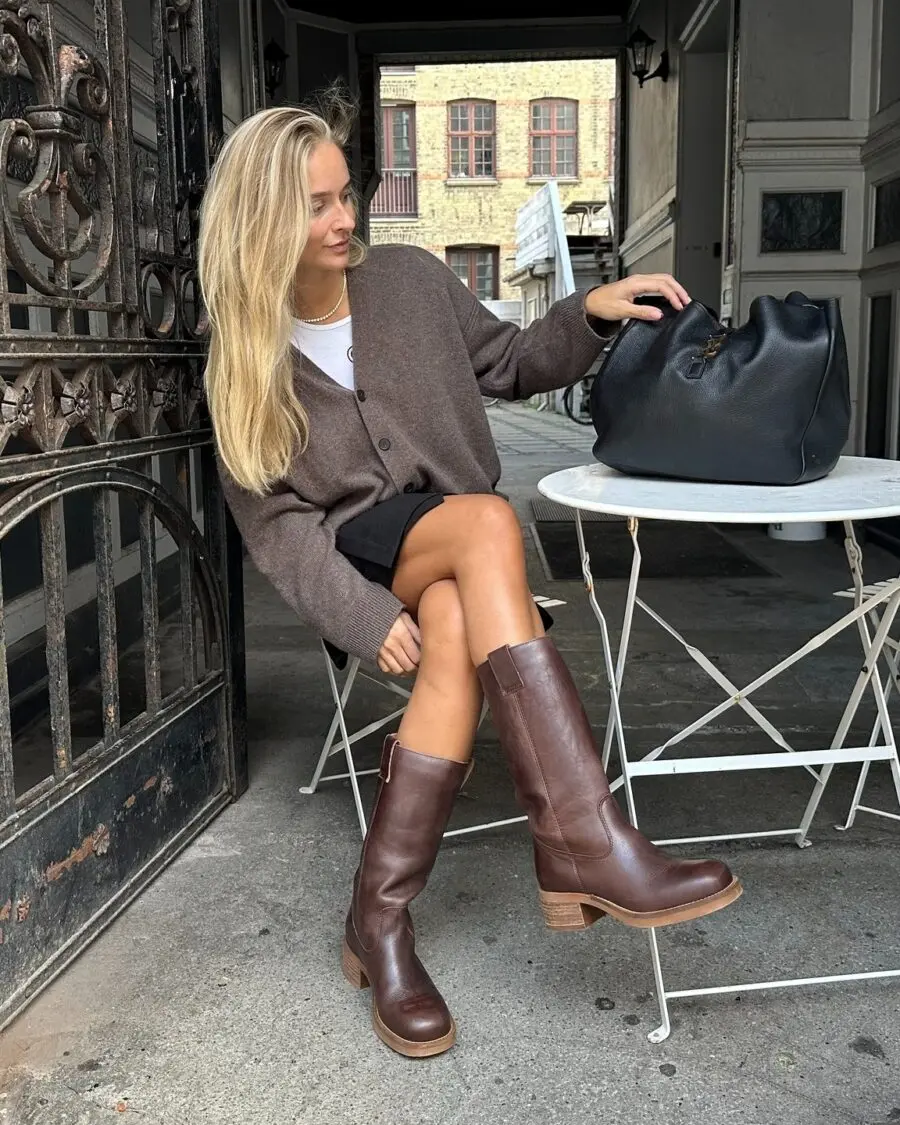 Chic Winter Look with Biker Boots