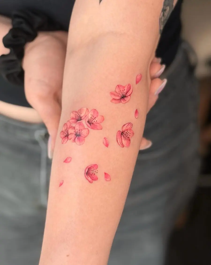 Stunning Cherry Blossom Birth Flower Tattoo Design