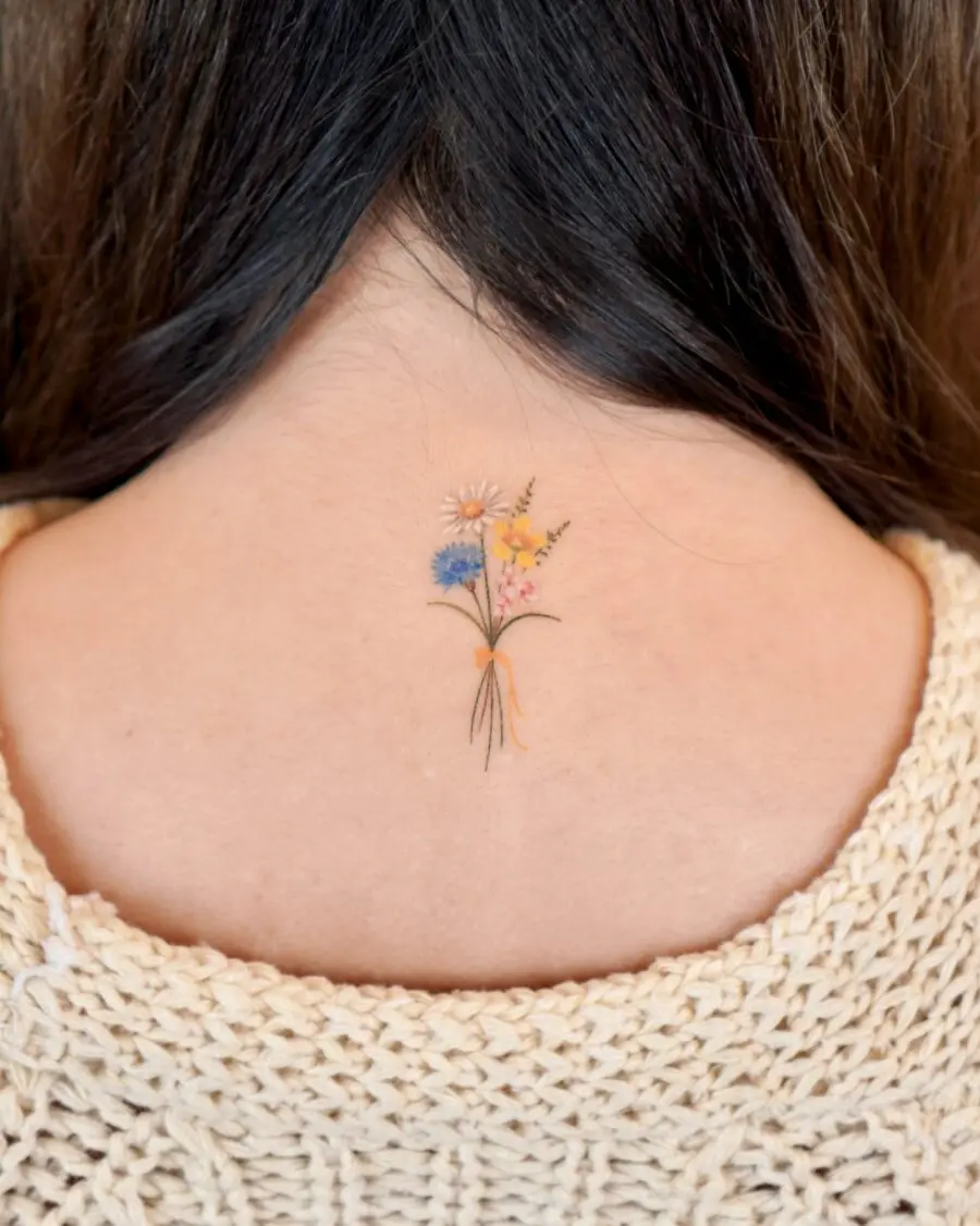 Beautiful floral tattoo on the back