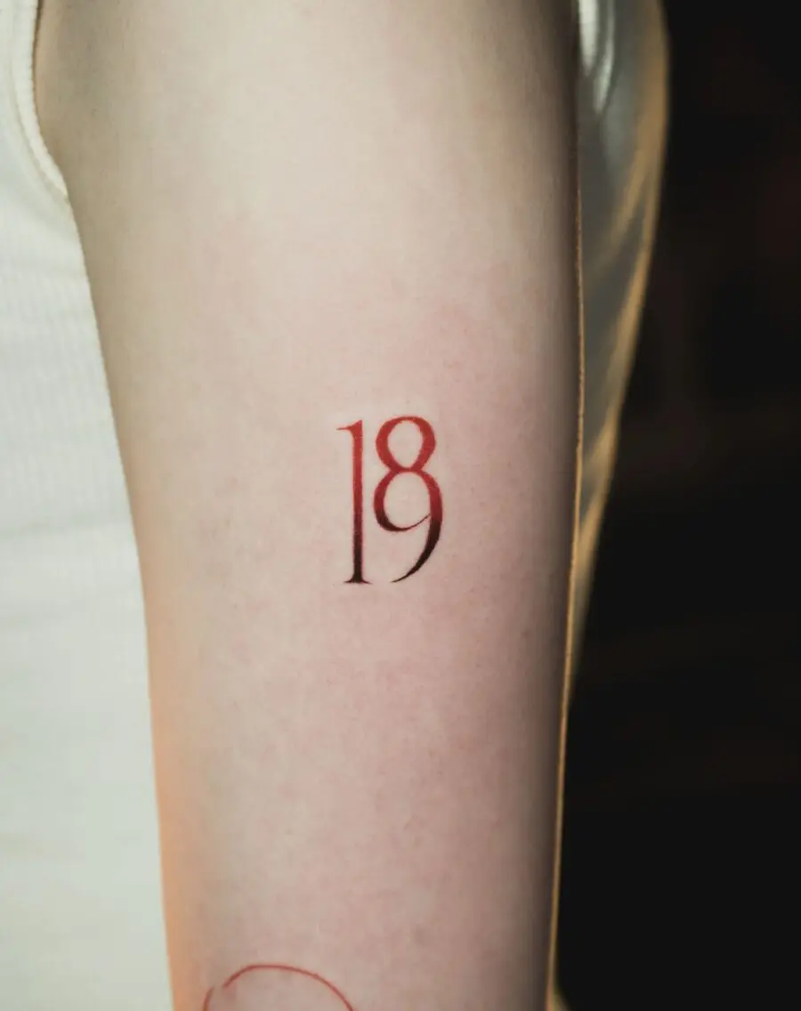 Sleek Red 18 Tattoo for Milestone Birthdays