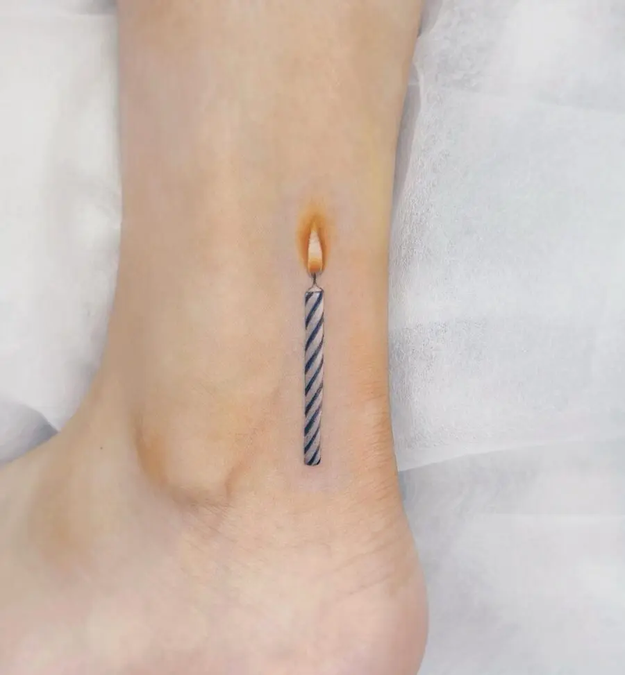 Stylish Candle Tattoo for Birthday Vibes