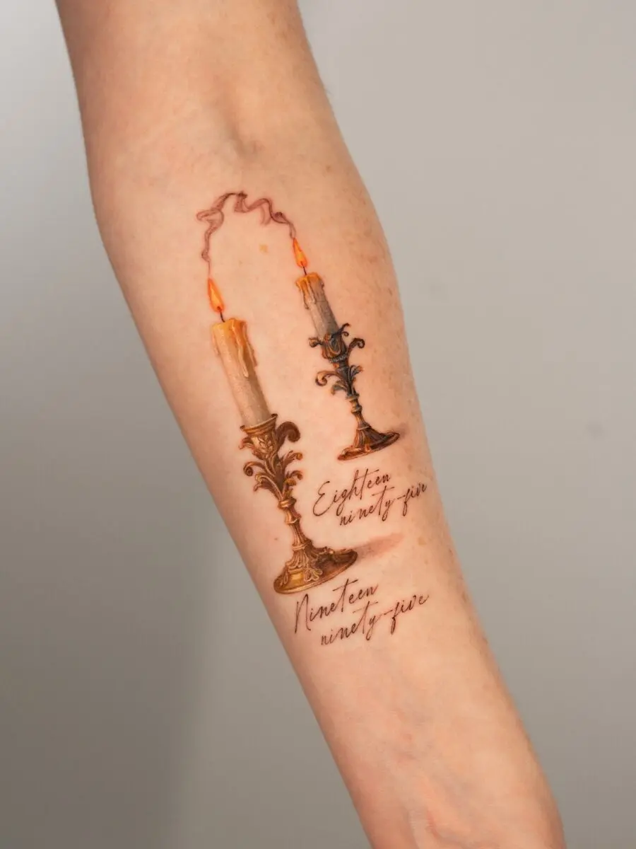 Elegant Candle Birthday Tattoo Design for Celebrations