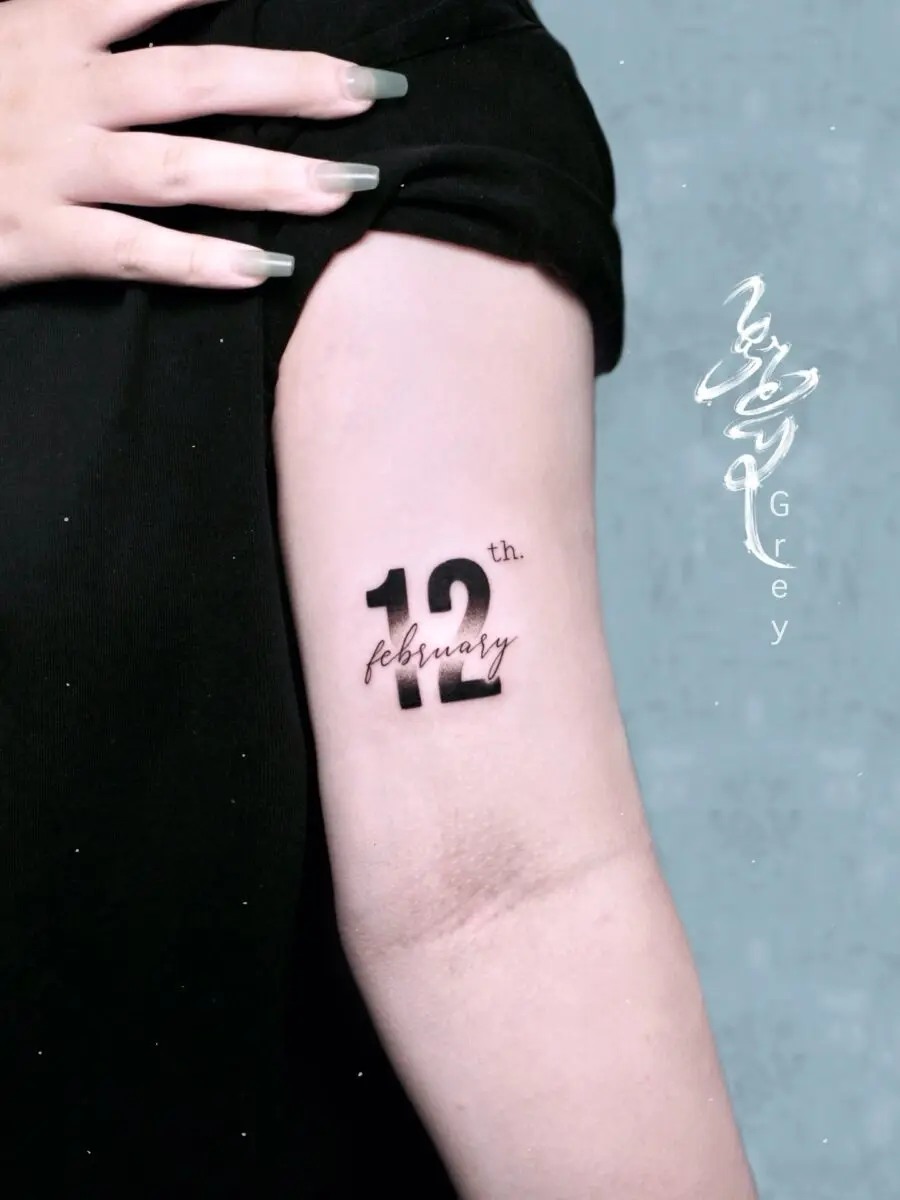 Elegant February 12th Birthday Tattoo Design