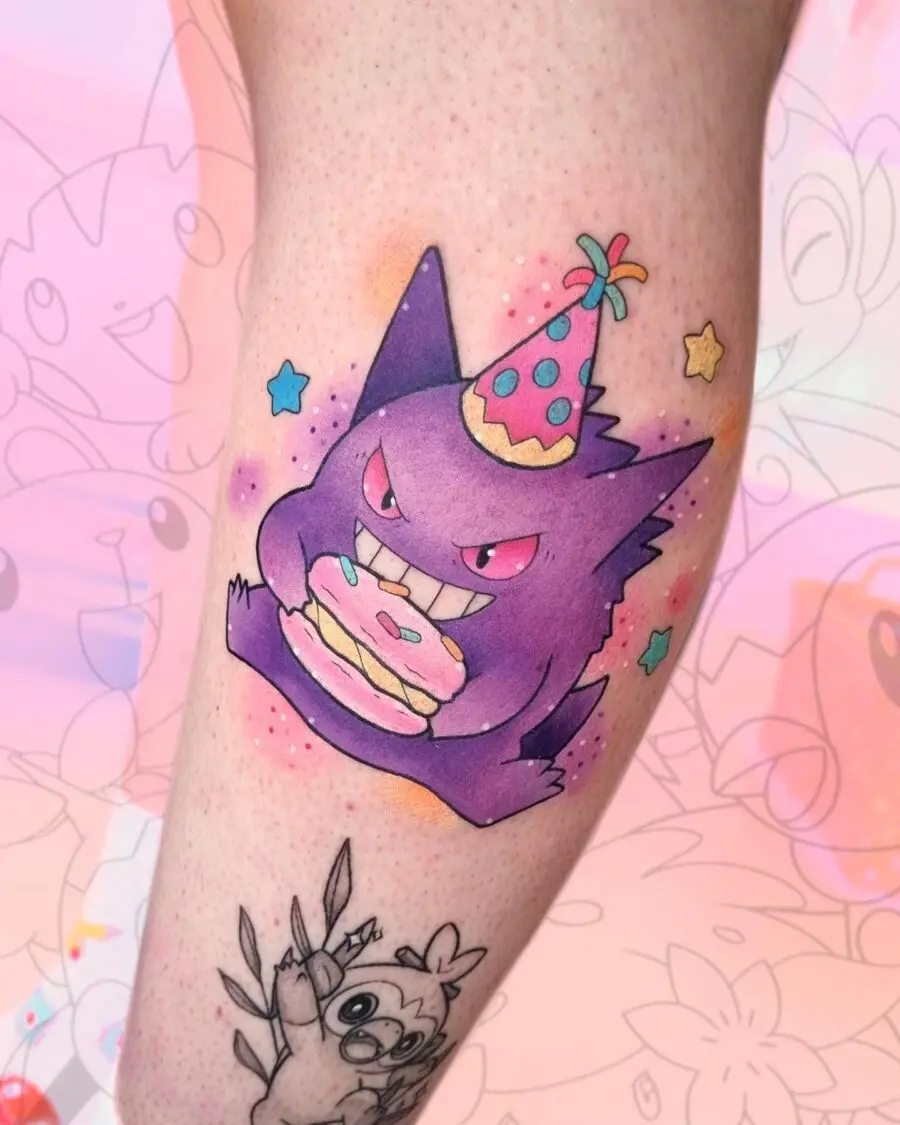 Playful birthday tattoo with a sweet twist