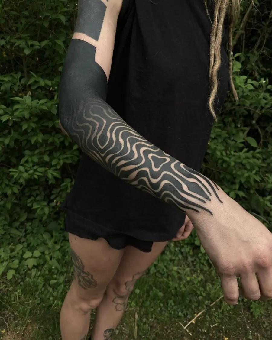Unique Abstract Black Sleeve Tattoo Design