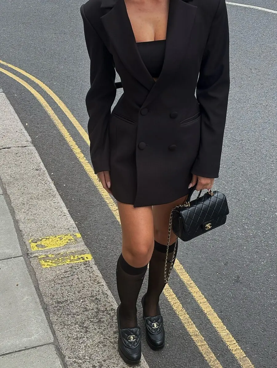 Chic Black Blazer Dress Ensemble for Any Occasion