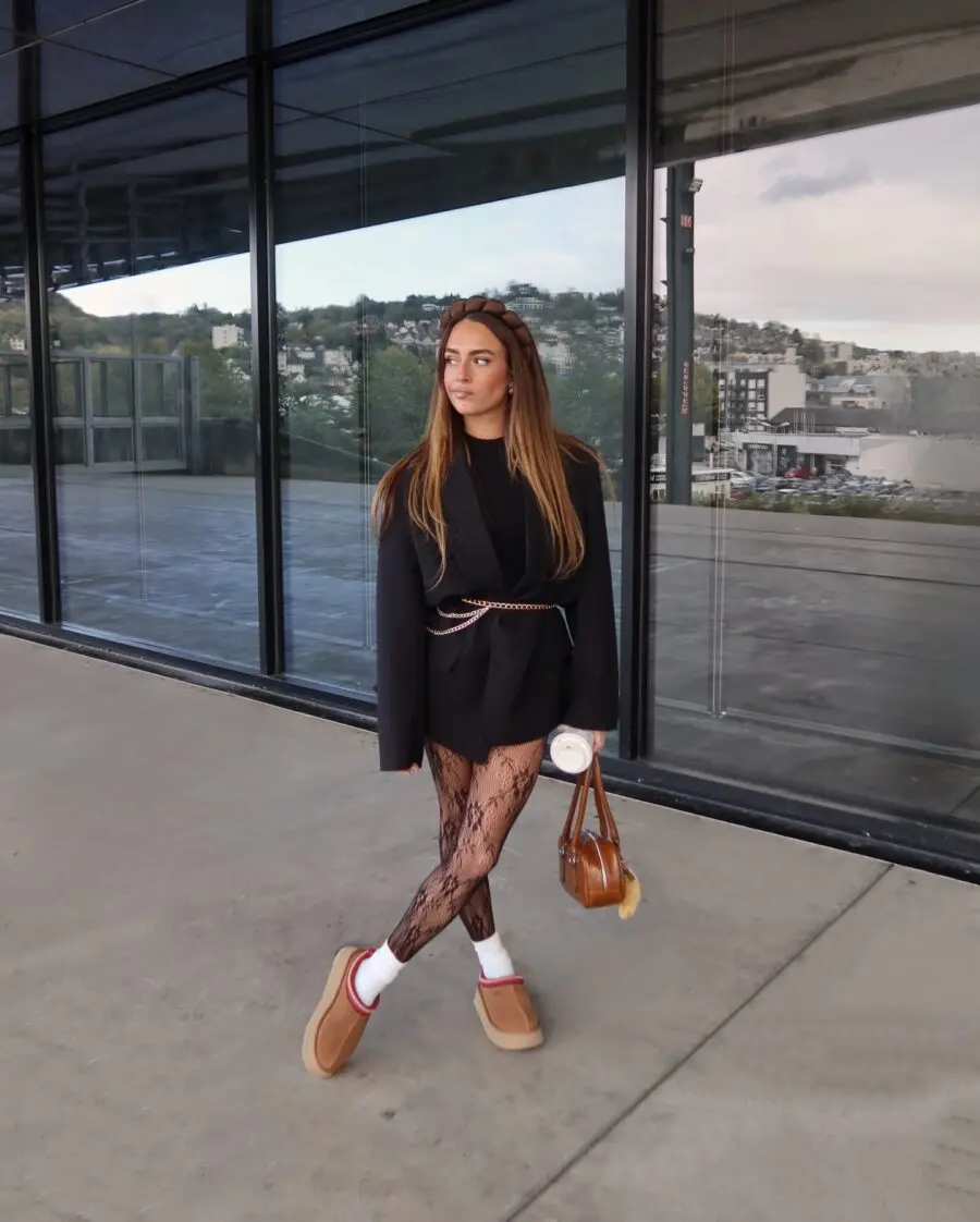 Chic Blazer Dress with Unique Accessories