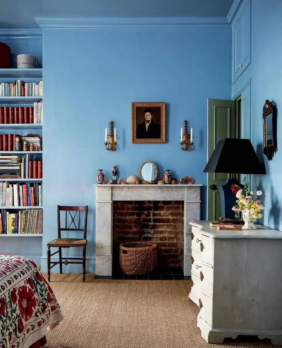 Charming blue living room with cozy details