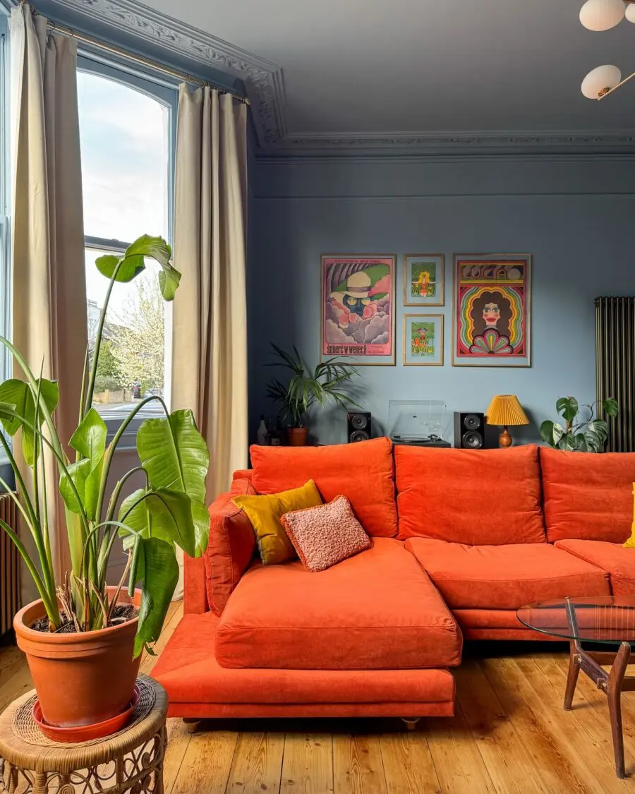 Colorful decor with bold orange accents