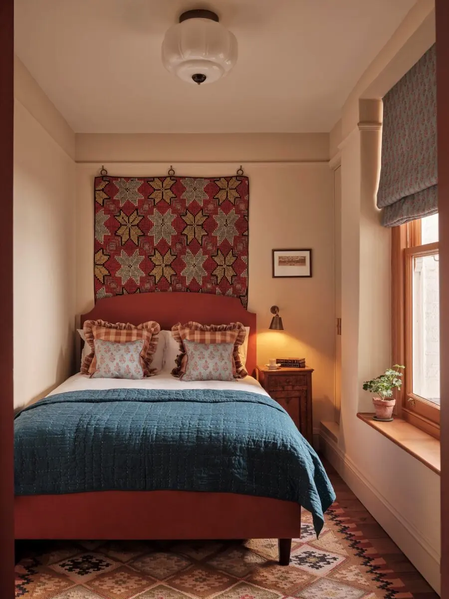 Charming bohemian bedroom with quilted accents