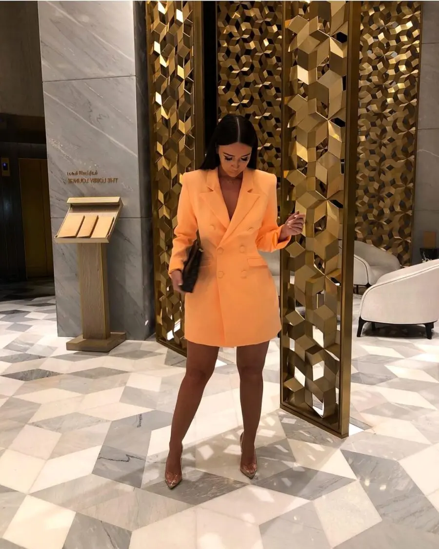 Bold Orange Blazer Dress for Chic Evenings