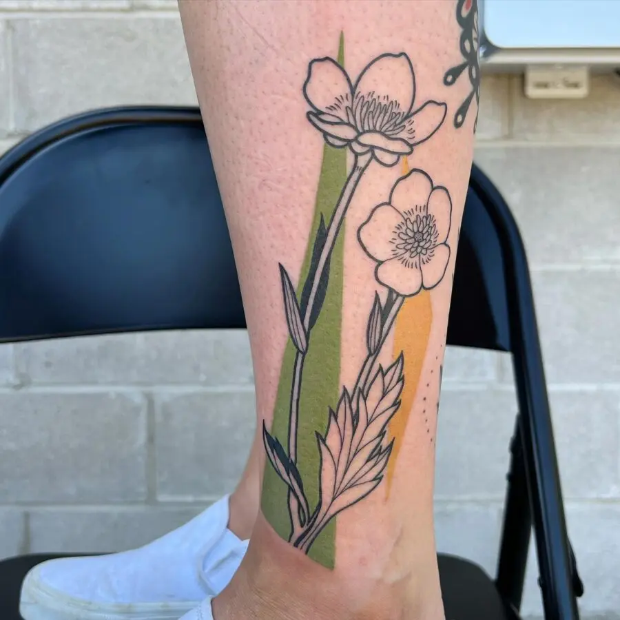Minimalist Buttercup Flower Tattoo Design