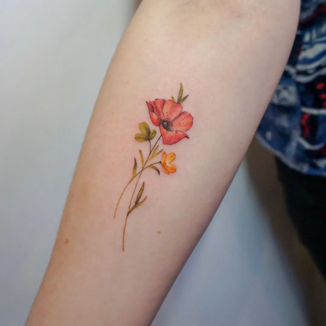 Charming Buttercup Flower Tattoo on Forearm