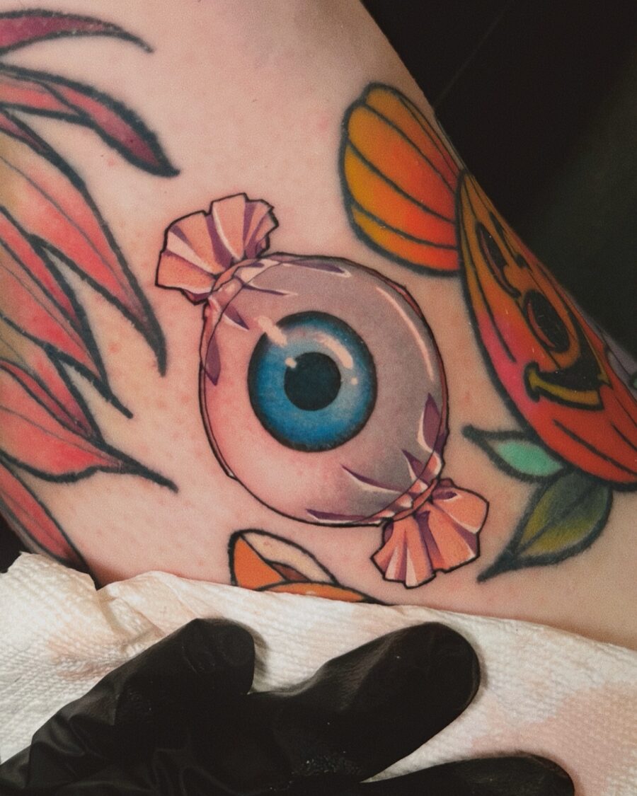 Whimsical Eye Candy Tattoo for Halloween