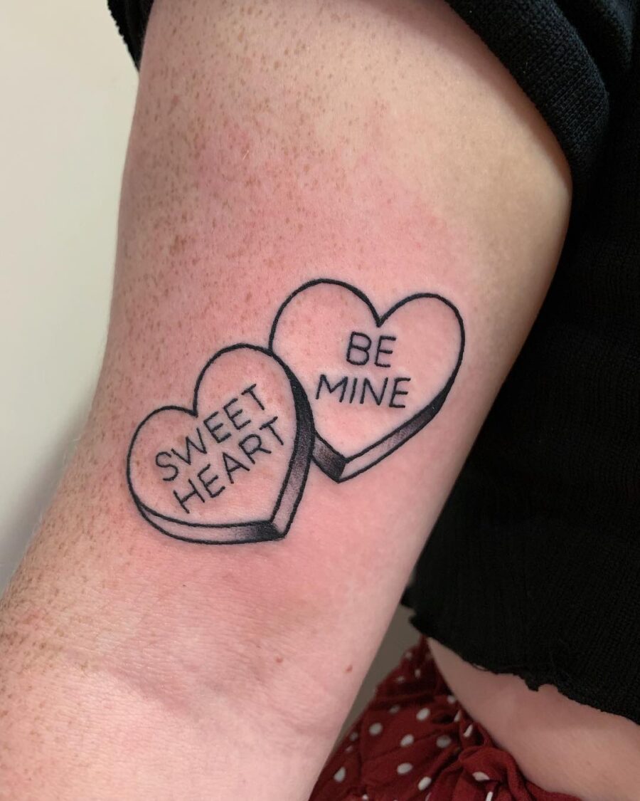 Adorable candy heart tattoo designs for lovers