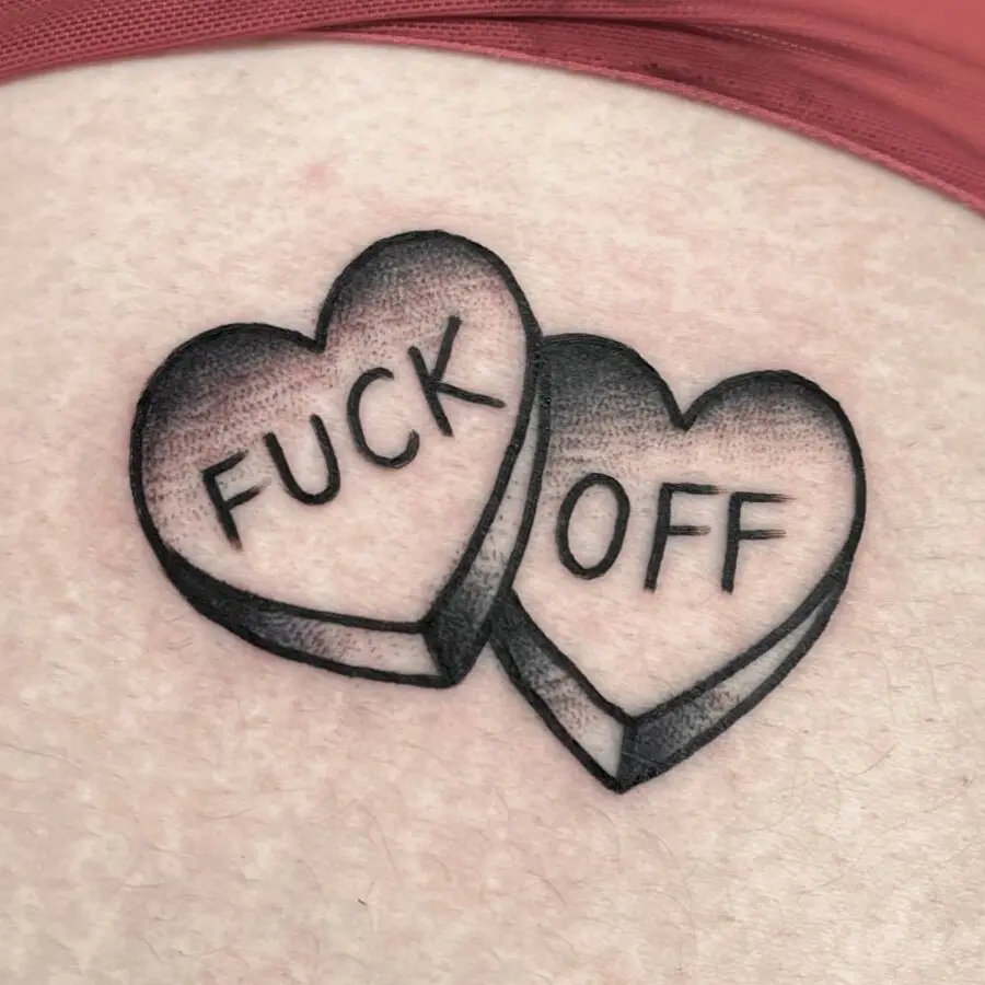Bold message in playful candy heart design