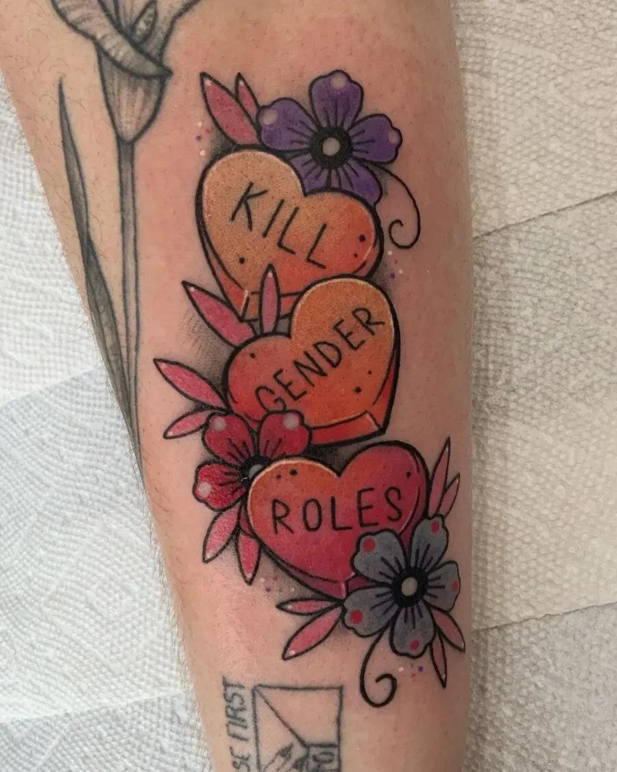 Whimsical Candy Heart Tattoo Design for All