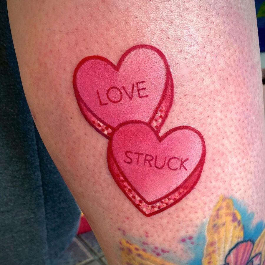 Charming candy heart tattoo design celebrating love