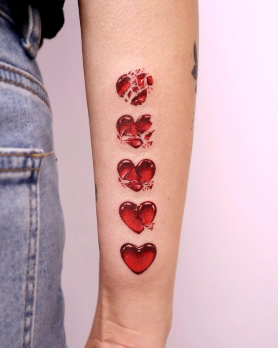 Vibrant Red Candy Heart Tattoo Design