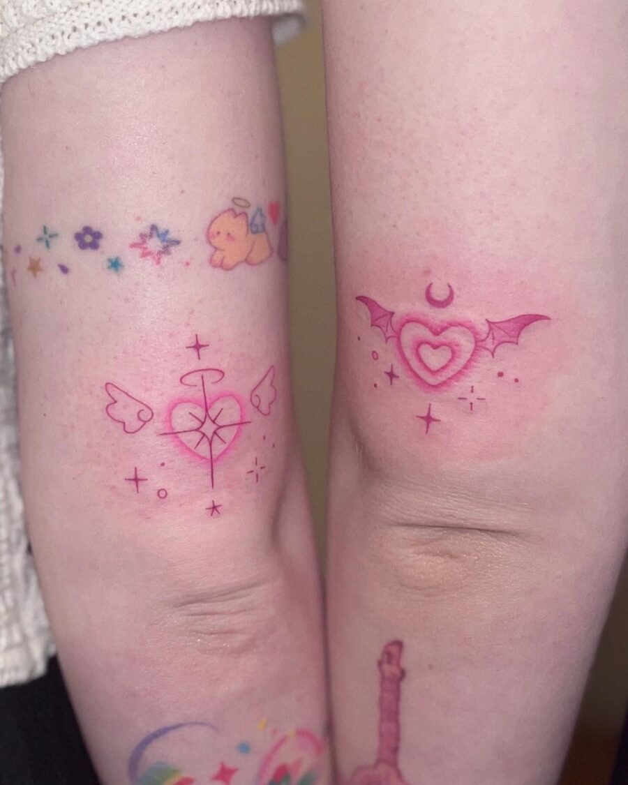 Charming candy heart tattoo designs on arms