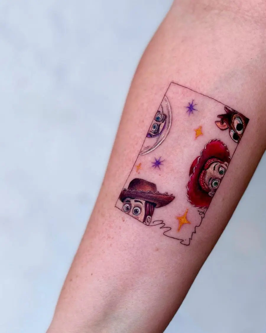 Whimsical cartoon characters peeking out playfully