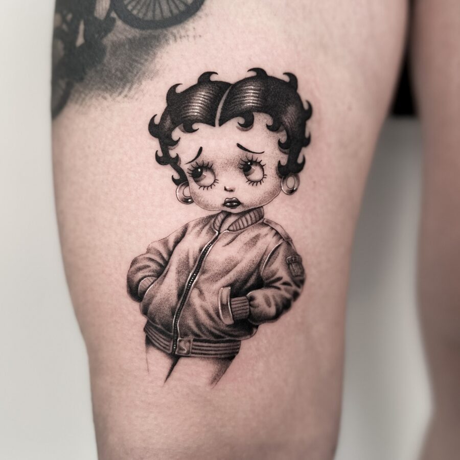 Vintage tattoo of a sassy cartoon character