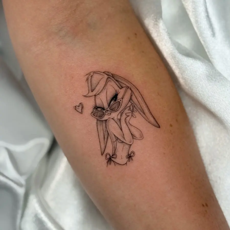 Stylish cartoon bunny character tattoo design