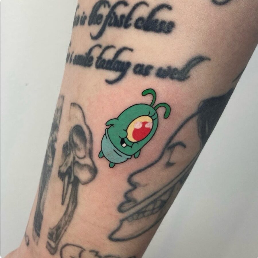 Playful Plankton Tattoo Brings Fun Vibes