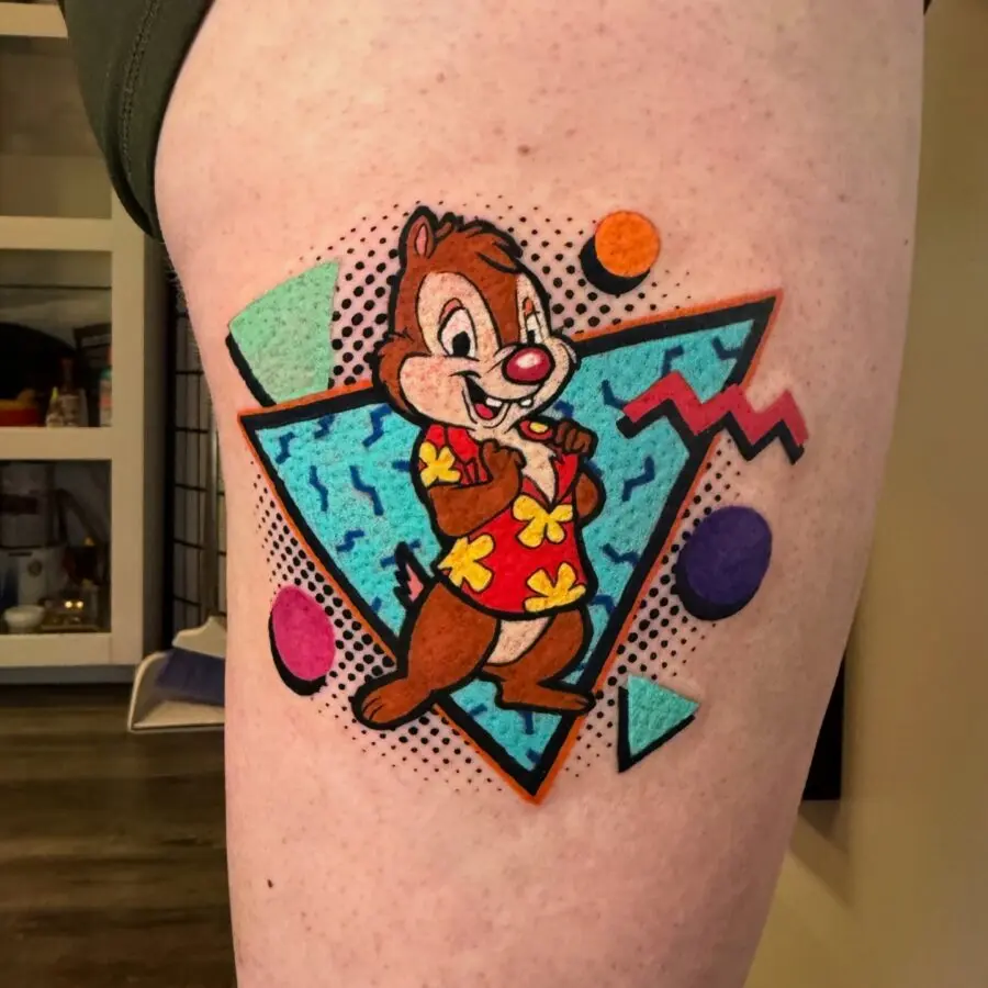 Vibrant Cartoon Character Tattoo for Fun Vibes