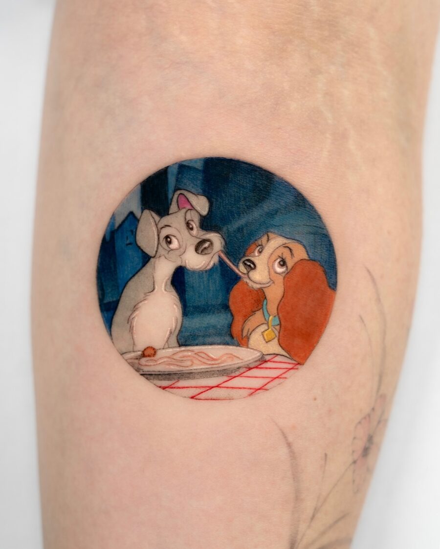 Charming Lady and the Tramp Tattoo Design