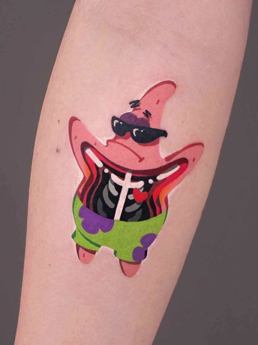 Patrick Star tattoo with a funky twist