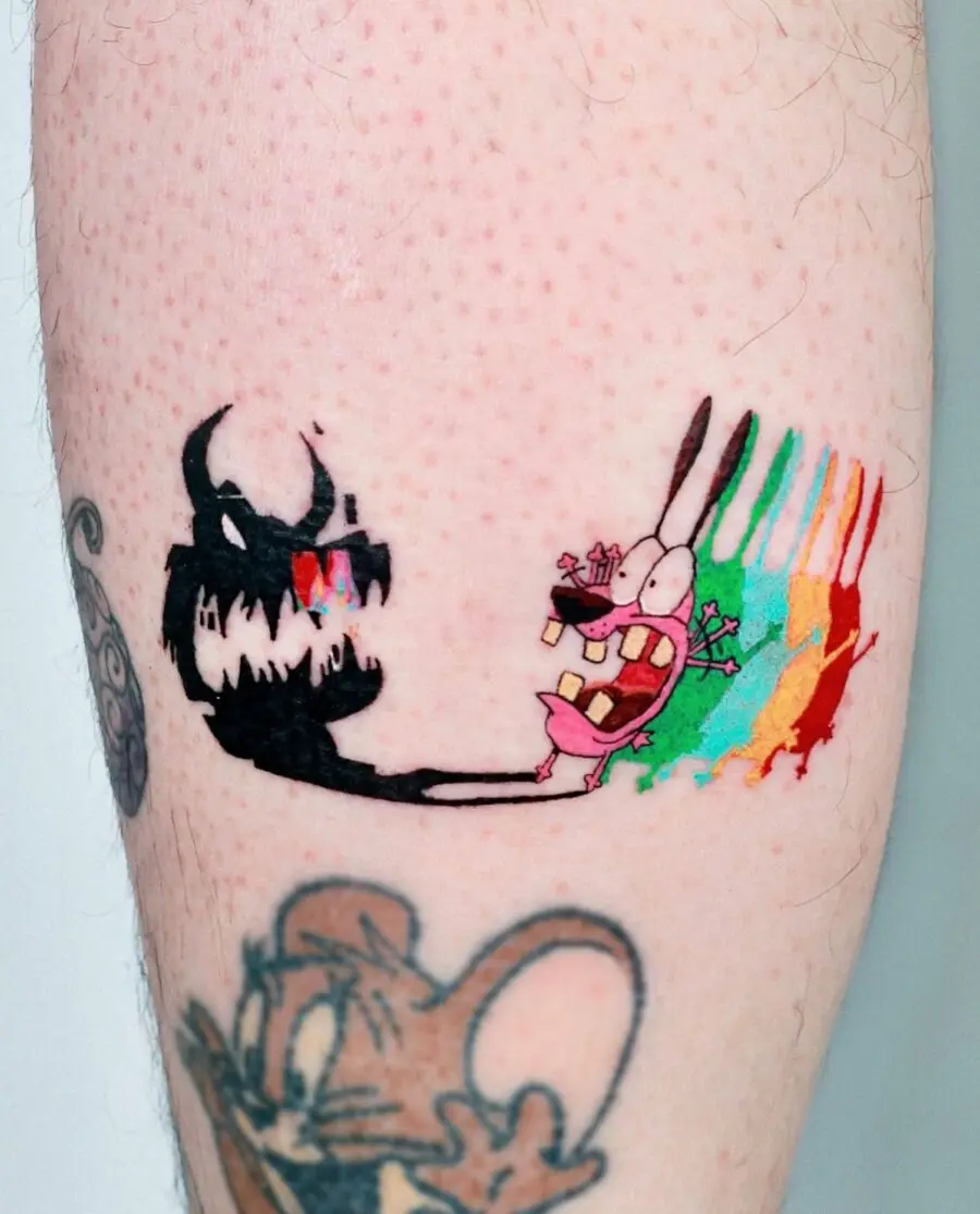 Dynamic Cartoon Mashup Tattoo Design