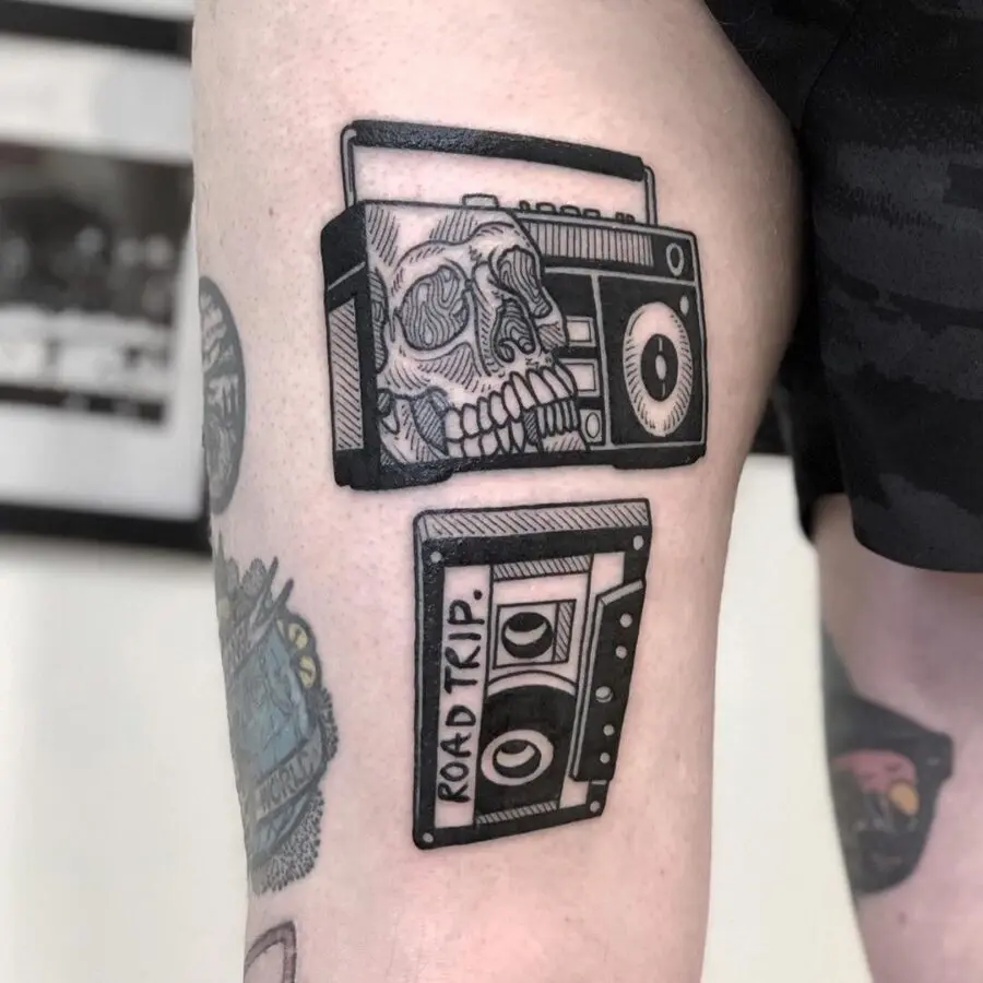 Unique skull blending with retro cassette design