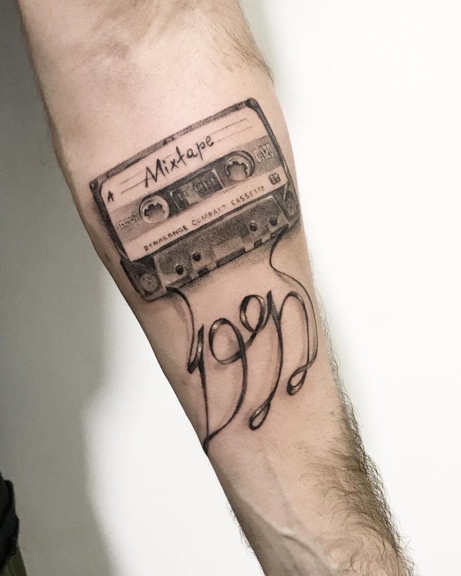 Nostalgic mixtape tattoo with vintage vibes