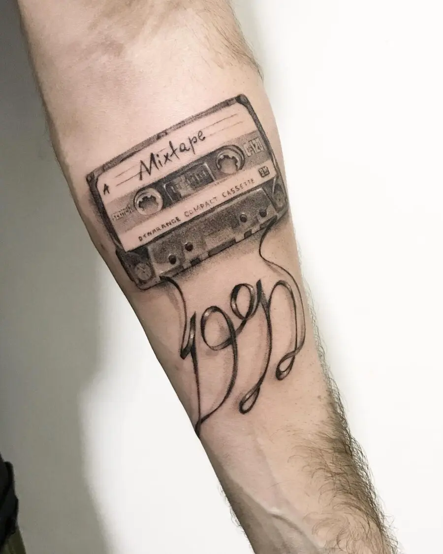 Nostalgic mixtape tattoo with vintage vibes