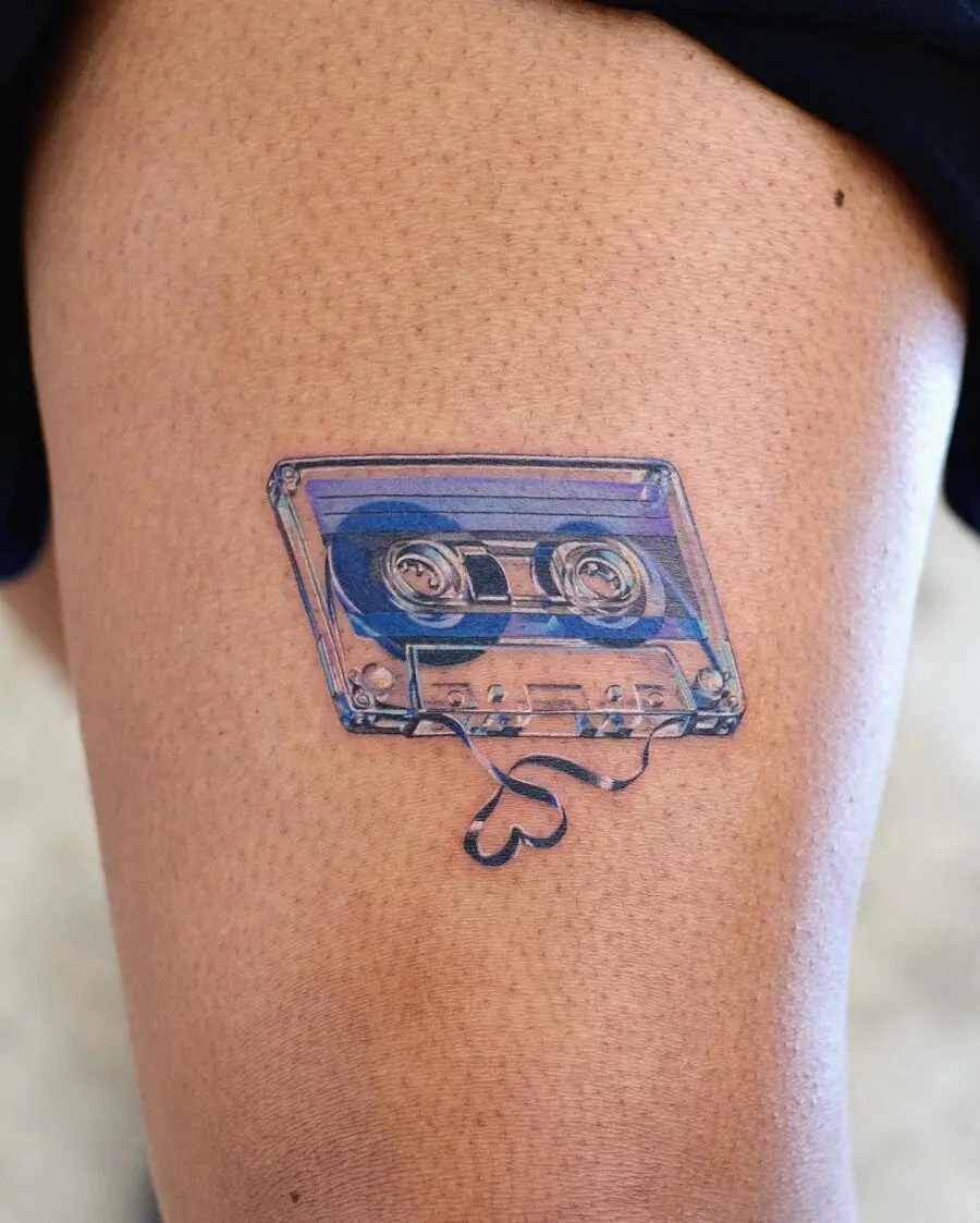 Unique vintage cassette tape tattoo design