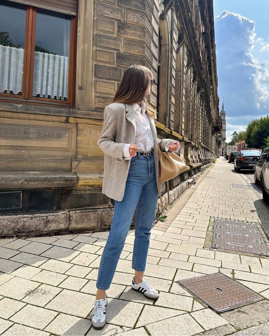 Effortless chic with white sneakers vibe