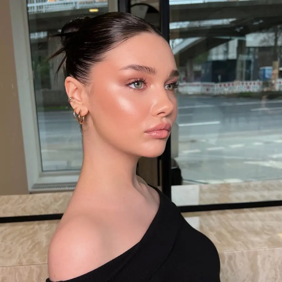Radiant side profile with glowing skin