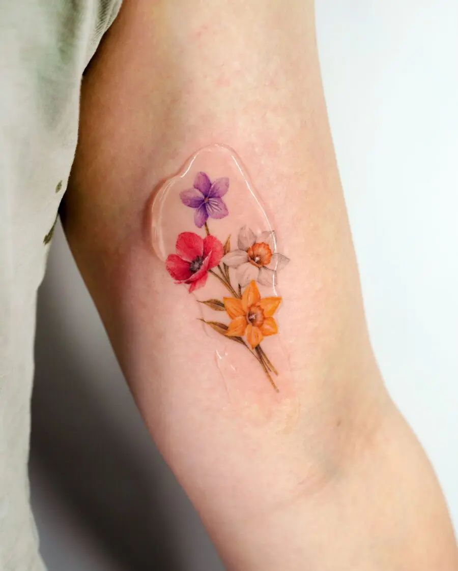 Stunning floral tattoo with vibrant colors
