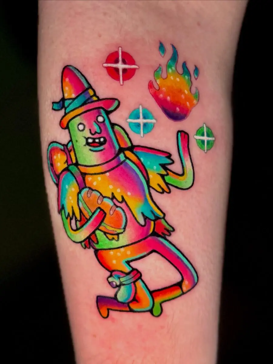 Whimsical Cartoon Tattoo Full of Color
