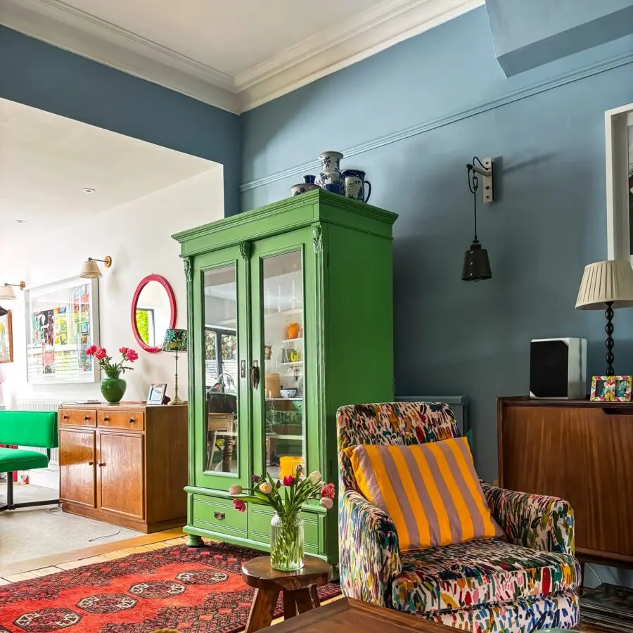 Vibrant Green Cabinet with Colorful Accents