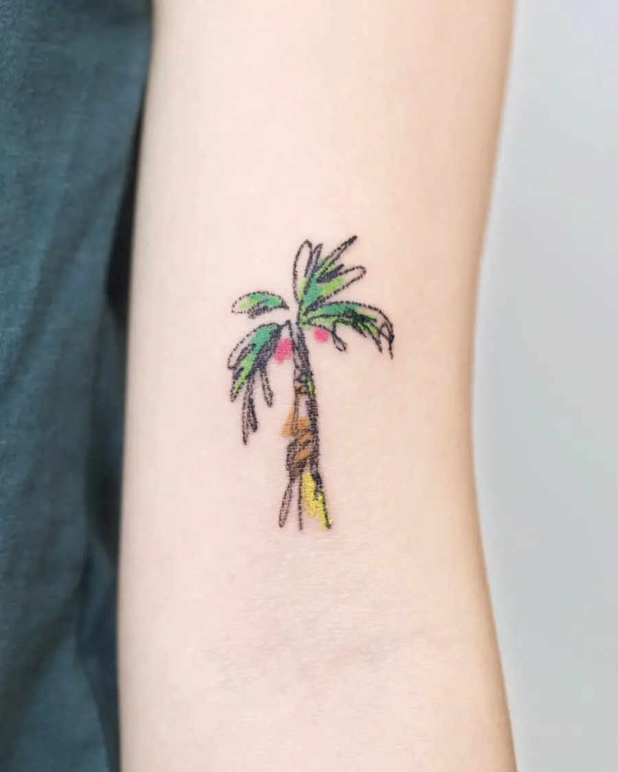 Charming Minimalist Palm Tree Tattoo Design