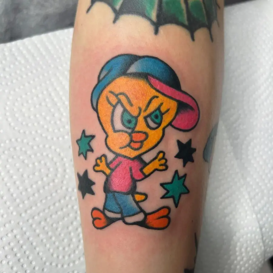Vibrant Tweety Bird Tattoo with Attitude