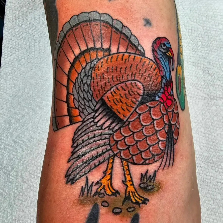 Vibrant vintage turkey tattoo art